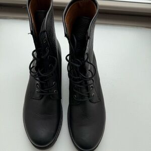 Frye Black Lace-Up Leather Ankle Boots